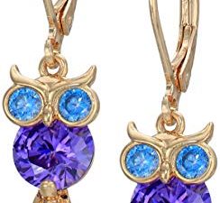 Betsey Johnson CZ Owl Drop Earrings