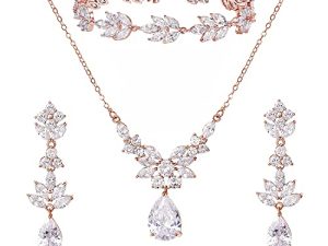 SWEETV Teardrop Wedding Bridal Jewelry Set for Brides Women Bridesmaid