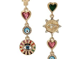 Betsey Johnson Evil Eye Linear Non-Matching Earrings