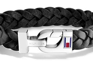 Tommy Hilfiger Men's Jewelry Leather Thick Braided Bracelet
