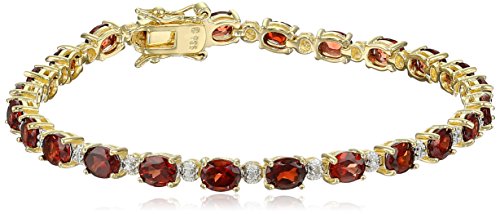 Amazon Collection 18k Yellow Gold-Plated Sterling Silver Diamond Accent Two-Tone Gemstone and Tennis Bracelet Amazon Collection 18k Yellow Gold-Plated Sterling Silver Diamond Accent Two-Tone Gemstone and Tennis Bracelet