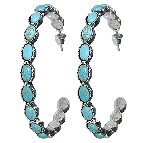 Turquoise Bohemian Metal Hoop Fashion Earring Turquoise Bohemian Metal Hoop Fashion Earring