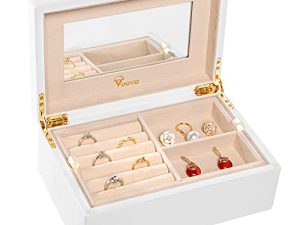 Voova Wooden Jewelry Box Organizer for Women Teen Girls