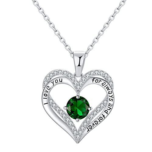 DFUNH Heart Birthstone Necklaces for Women DFUNH Heart Birthstone Necklaces for Women