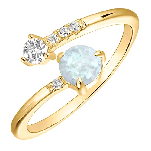 PAVOI 18K Gold Plated Adjustable Created Opal Rings | Stacking Rings | Gold Rings for Women (Vermeil - Yellow/White) PAVOI 18K Gold Plated Adjustable Created Opal Rings | Stacking Rings | Gold Rings for Women (Vermeil - Yellow/White)