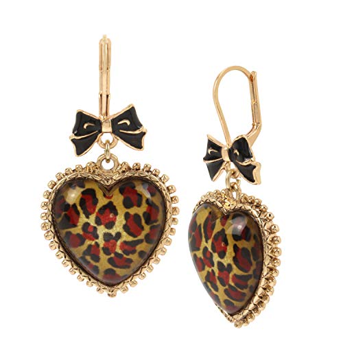 Betsey Johnson Leopard Heart Drop Earrings Betsey Johnson Leopard Heart Drop Earrings