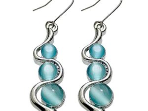 Earrings for Women Ladies Creative Curve Line Fashion Personalized Cat Eye Gem Wavy Jewelry Gifts