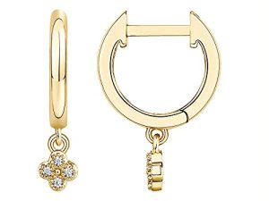 PAVOI 14K Gold Plated S925 Sterling Silver Post Lightweight Drop/Dangle Huggie Earrings for Women | Religious Ornament: Cross