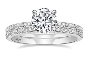 EAMTI 1.25CT 925 Sterling Silver Bridal Ring Sets Round CZ Engagement Rings promise rings for her wedding bands for Women Size 3-13