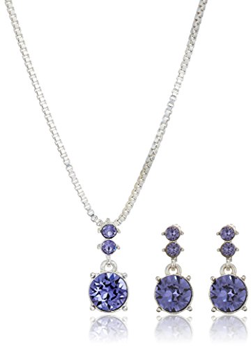 NINE WEST Silver-Tone and Purple Necklace and Earrings Set NINE WEST Silver-Tone and Purple Necklace and Earrings Set