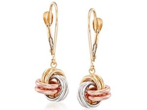 Ross-Simons 14kt Tri-Colored Gold Love Knot Drop Earrings