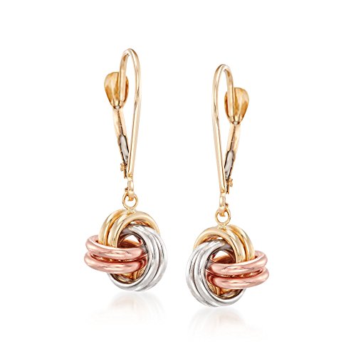 Ross-Simons 14kt Tri-Colored Gold Love Knot Drop Earrings Ross-Simons 14kt Tri-Colored Gold Love Knot Drop Earrings