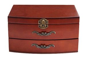 Solid Wooden Jewellery Box Jewelry Storage Box Organizer for Earring Bracelet Gift for Women Girlfriend Birthday Aniversary (Middle)