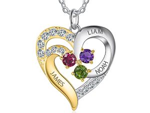 Small minimalist 0.7-0.9 inch 18k gold plated silver pendant necklace with birthstones mothers jewelry personalized custom necklace name jewelry birthstone pendant mothers necklace