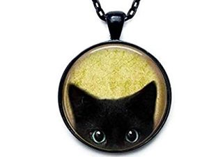 Black Cat Necklace - Peeking Black Cat Pendant - Cute Black Cat Jewelry