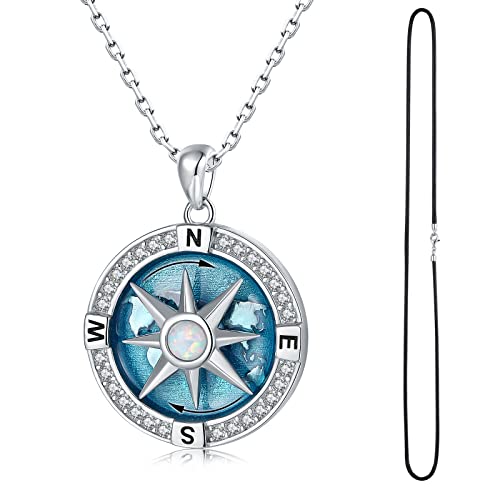 Navy-Anchor Travel-Map Rotatable Compass Necklace - Inspirational Nautical Dream Opal Compass Pendant Necklaces for Women Men Navy-Anchor Travel-Map Rotatable Compass Necklace - Inspirational Nautical Dream Opal Compass Pendant Necklaces for Women Men