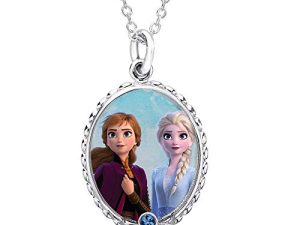 Disney Womens Frozen II Necklace - Silver Plated Frozen Necklace with Snowflake or Elsa and Anna Pendant Jewelry - Frozen Jewelry