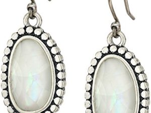 Lucky Brand Silver-Tone Imitation Pearl Oval Drop Earrings