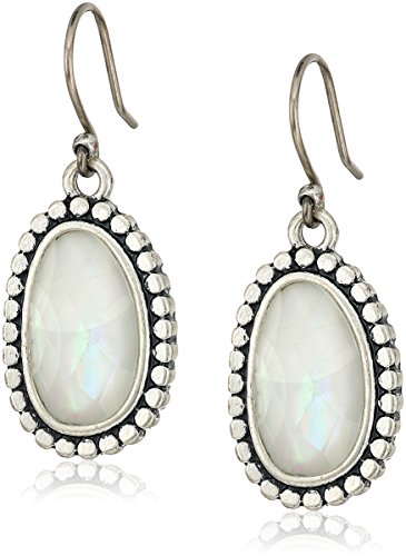 Lucky Brand Silver-Tone Imitation Pearl Oval Drop Earrings Lucky Brand Silver-Tone Imitation Pearl Oval Drop Earrings