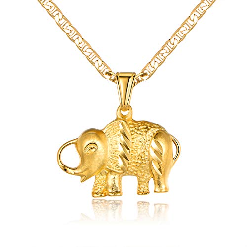 Barzel 18K Gold Plated Elephant Necklace with Flat Marina Chain – Made in Brazil Barzel 18K Gold Plated Elephant Necklace with Flat Marina Chain – Made in Brazil
