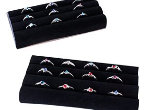 Black Velvet Ring Trays Accessory Foam Pads for Jewelry Showcase