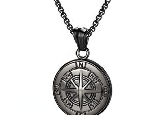 Compass Necklace for Men Chain Stainless Steel Compass Pendants Male Jewelry