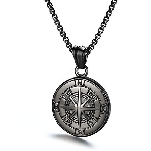 Compass Necklace for Men Chain Stainless Steel Compass Pendants Male Jewelry Compass Necklace for Men Chain Stainless Steel Compass Pendants Male Jewelry