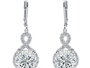 Cate & Chloe Alessandra 18k White Gold Plated Infinity Halo Drop Earrings