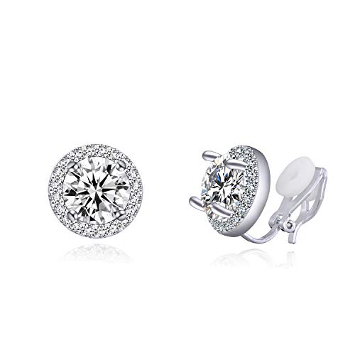 YOQUCOL Bright 8MM Cubic Zirconia Crystal Clip On Stud Earrings Round Non-Pierced Earrings For Women Girls YOQUCOL Bright 8MM Cubic Zirconia Crystal Clip On Stud Earrings Round Non-Pierced Earrings For Women Girls