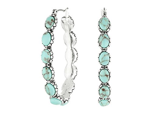 Lucky Brand Silver-Tone and Faux Turquoise Hoop Earrings Lucky Brand Silver-Tone and Faux Turquoise Hoop Earrings