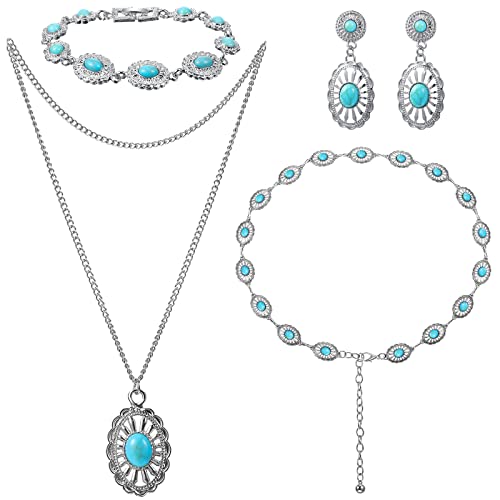 4 Pcs Bohemian Turquoise Jewelry Set 4 Pcs Bohemian Turquoise Jewelry Set
