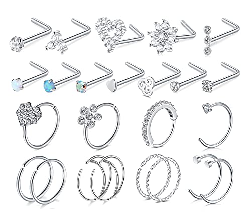 MODRSA Nose Rings Nose Rings Hoops Nose Studs Nose Rings for Women Surgical Steel Nose Hoops 20 Gauge 18 Gauge Nose Piercing Jewelry Silver Rose Gold MODRSA Nose Rings Nose Rings Hoops Nose Studs Nose Rings for Women Surgical Steel Nose Hoops 20 Gauge 18 Gauge Nose Piercing Jewelry Silver Rose Gold
