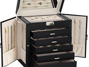AKOZLIN 6 Layer Jewelry Box for Women Functional Huge Lockable Organizer