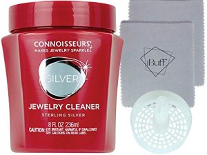 CONNOISSEURS Jewelry Cleaner for Silver Tarnish Remover with Dip Tray & Two Layer System Polishing Cloths