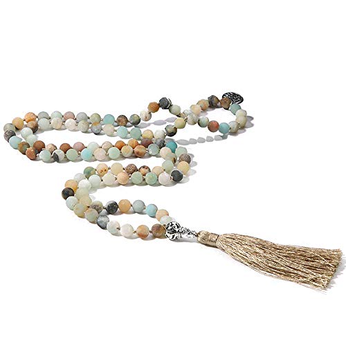 BALIBALI 108 Mala Beads Necklace Semi-Precious Gem Stones Meditation Necklace 108 Hand Knotted Japa Mala Beaded Tassel Necklace with Tree of Life Pendant BALIBALI 108 Mala Beads Necklace Semi-Precious Gem Stones Meditation Necklace 108 Hand Knotted Japa Mala Beaded Tassel Necklace with Tree of Life Pendant