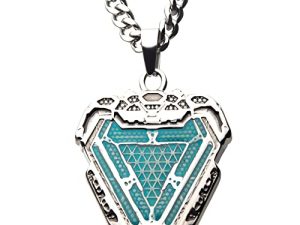 Marvel Iron Man Arc Reactor Glow-in-The-Dark Stainless Steel Pendant Necklace with 60cm Chain. Official Licensed Jewelry