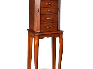 Giantex Standing Jewelry Cabinet Armoire with Top Flip Mirror