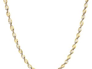 Amazon Collection Sterling Silver 18k Gold Two Tone 2.3mm Twisted Butterfly Chain Necklace