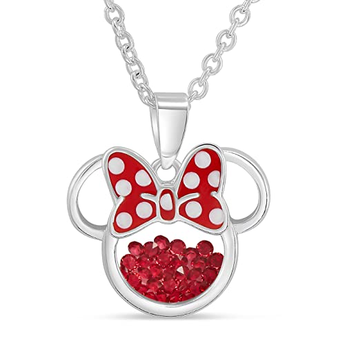 Disney Women and Girls Birthstone Jewelry - Minnie Mouse Cubic Zirconia Shaker Pendant Necklace Disney Women and Girls Birthstone Jewelry - Minnie Mouse Cubic Zirconia Shaker Pendant Necklace