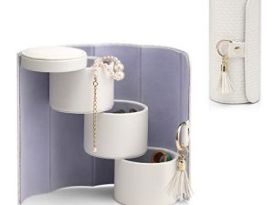 Vlando Small Jewelry Case Travel Accessory Storage Box Jewelry Organizer White
