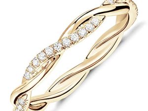 PAVOI 14K Gold Plated Cubic Zirconia Twisted Rope Eternity Band for Women