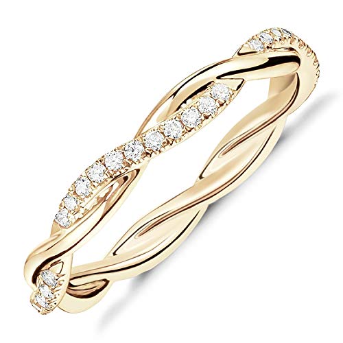 PAVOI 14K Gold Plated Cubic Zirconia Twisted Rope Eternity Band for Women PAVOI 14K Gold Plated Cubic Zirconia Twisted Rope Eternity Band for Women
