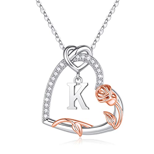 S925 Sterling Silver Rose Heart Necklaces Gifts for Women S925 Sterling Silver Rose Heart Necklaces Gifts for Women