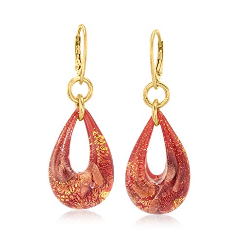 Ross-Simons Italian Murano Glass Teardrop Earrings in 18kt Gold Over Sterling Ross-Simons Italian Murano Glass Teardrop Earrings in 18kt Gold Over Sterling