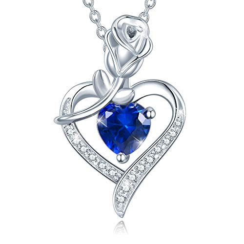 Agvana Fine Jewelry Birthstone Necklace Christmas Gifts for Women Sterling Silver Genuine or Created Gemstone Rose Flower Heart Pendant Necklace Anniversary Birthday Gifts for Women Girls Mom Lady Her Agvana Fine Jewelry Birthstone Necklace Christmas Gifts for Women Sterling Silver Genuine or Created Gemstone Rose Flower Heart Pendant Necklace Anniversary Birthday Gifts for Women Girls Mom Lady Her