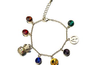 Marvel Avengers: Endgame Infinity Stone Gold Charm Bracelet | Measures Up To 8 Inches | Official Marvel Avengers Jewelry | Includes 8 Avengers Charms