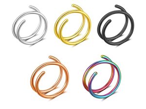 Double Nose Hoop Ring for Single Piercing Nose Hoop