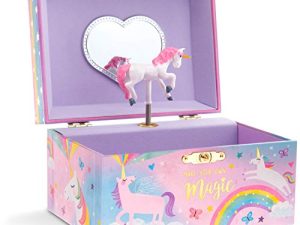 Jewelkeeper Girl's Musical Jewelry Storage Box with Spinning Unicorn