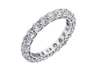 Amazon Collection Platinum or Gold Plated Sterling Silver All-Around Band Ring set with Round Infinite Elements Zirconia
