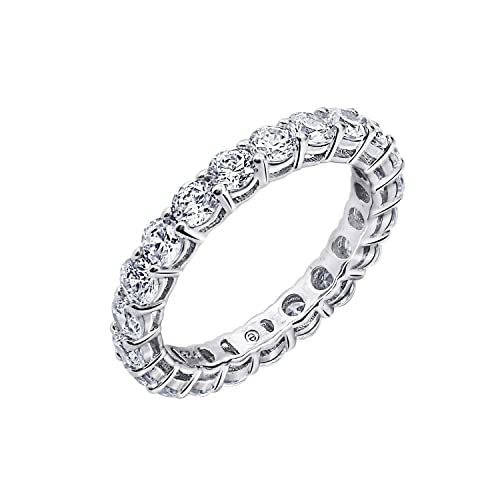 Amazon Collection Platinum or Gold Plated Sterling Silver All-Around Band Ring set with Round Infinite Elements Zirconia Amazon Collection Platinum or Gold Plated Sterling Silver All-Around Band Ring set with Round Infinite Elements Zirconia
